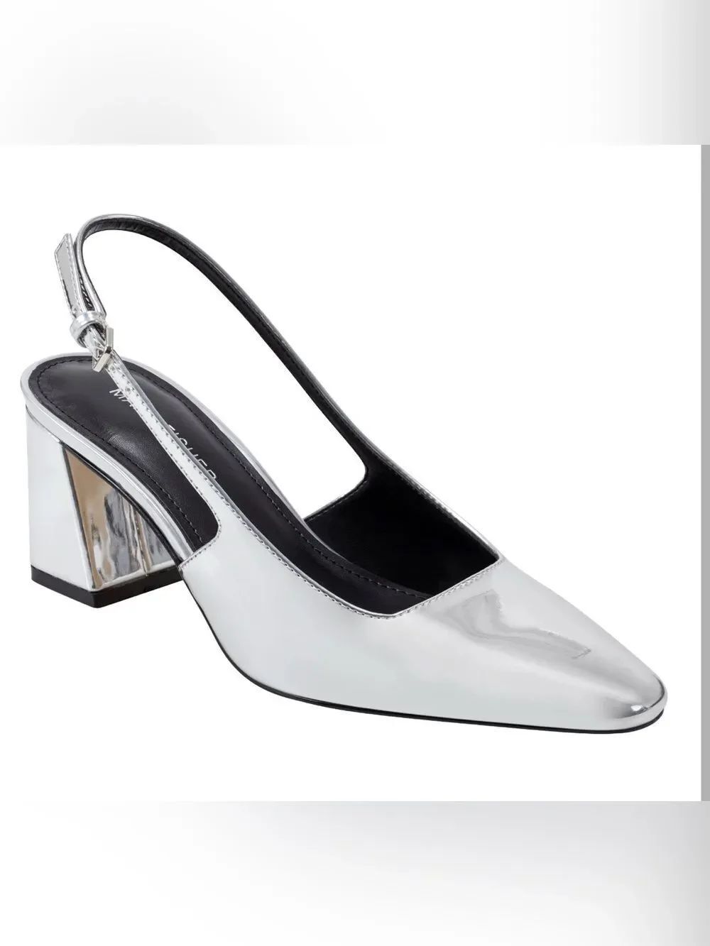 NWTs Marc Fisher Leanea Silver Slingback Blick Heels Size 6